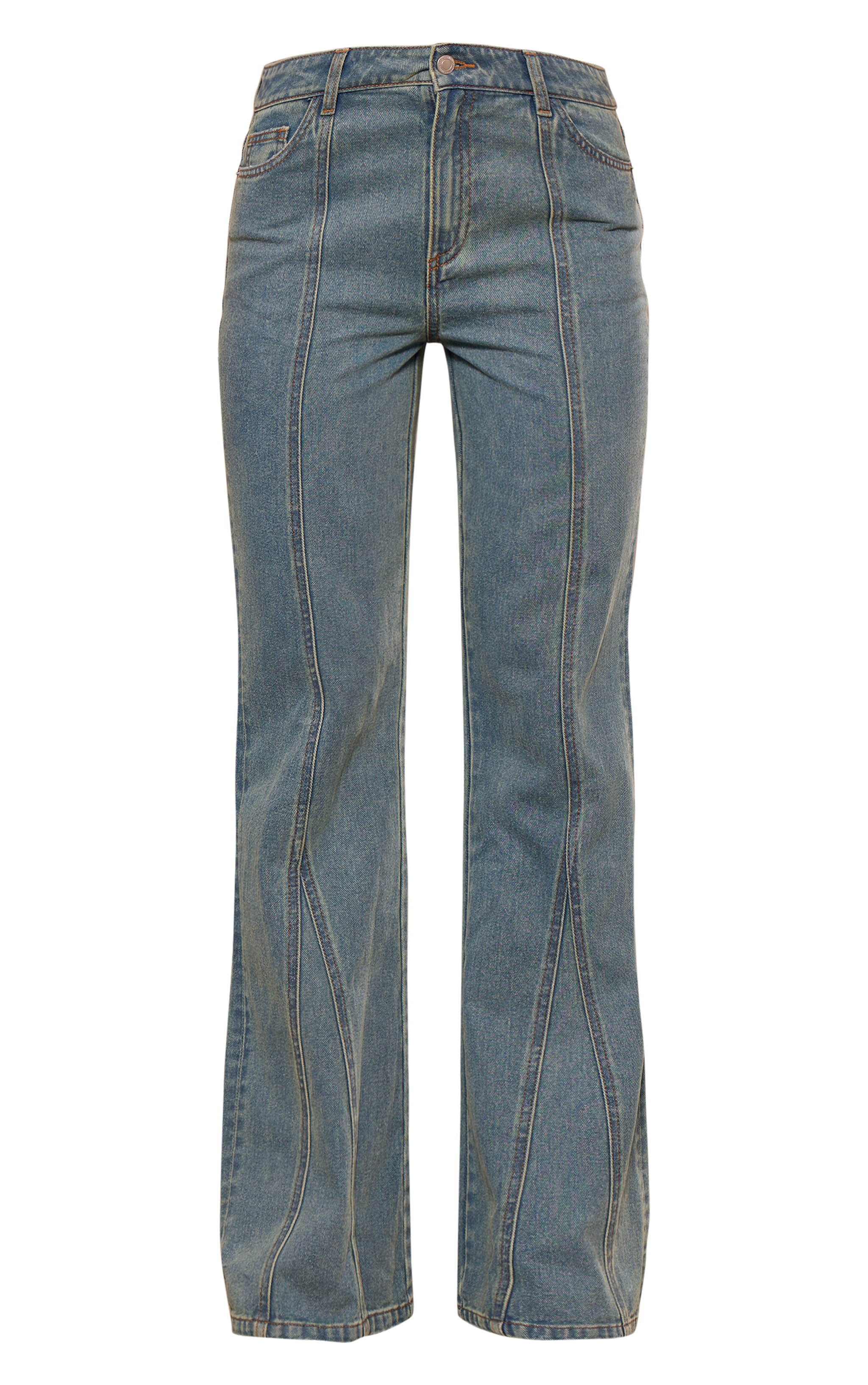 Jean flare vintage taille basse à détail coutures image 5
