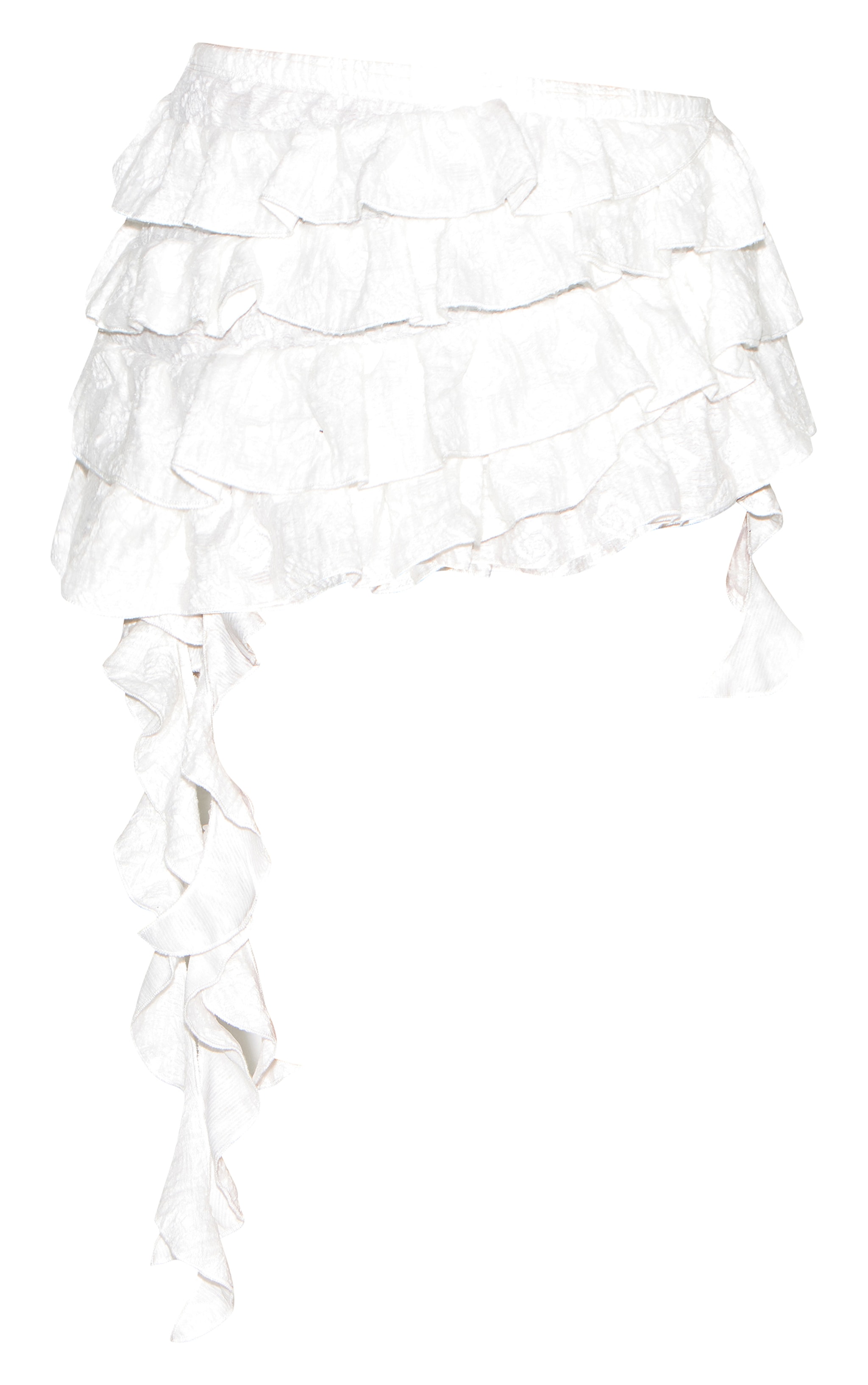 White Textured Tiered Rara Mini Skirt image 6
