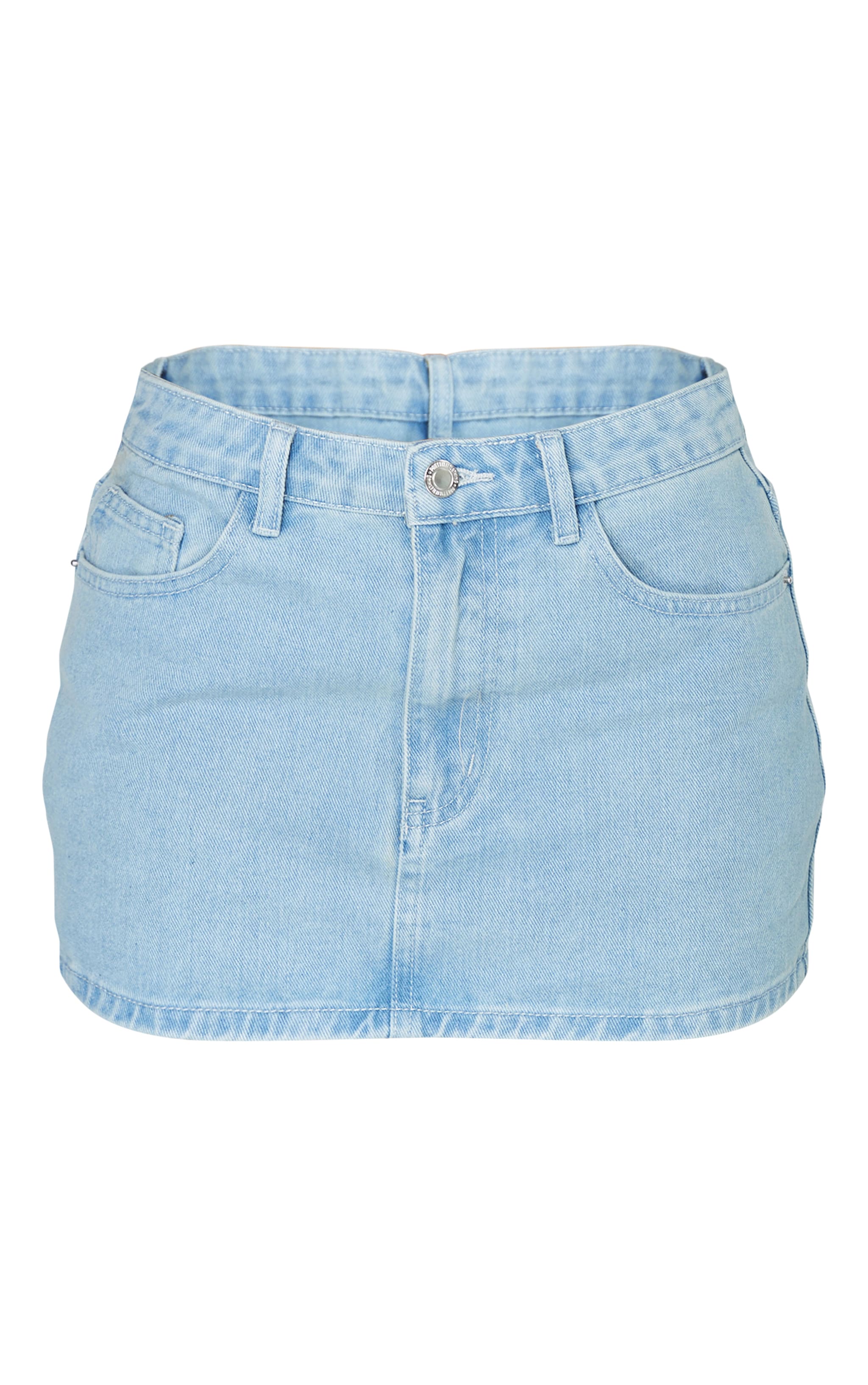 Petite Washed Blue Micro Mini Denim Skirt image 1