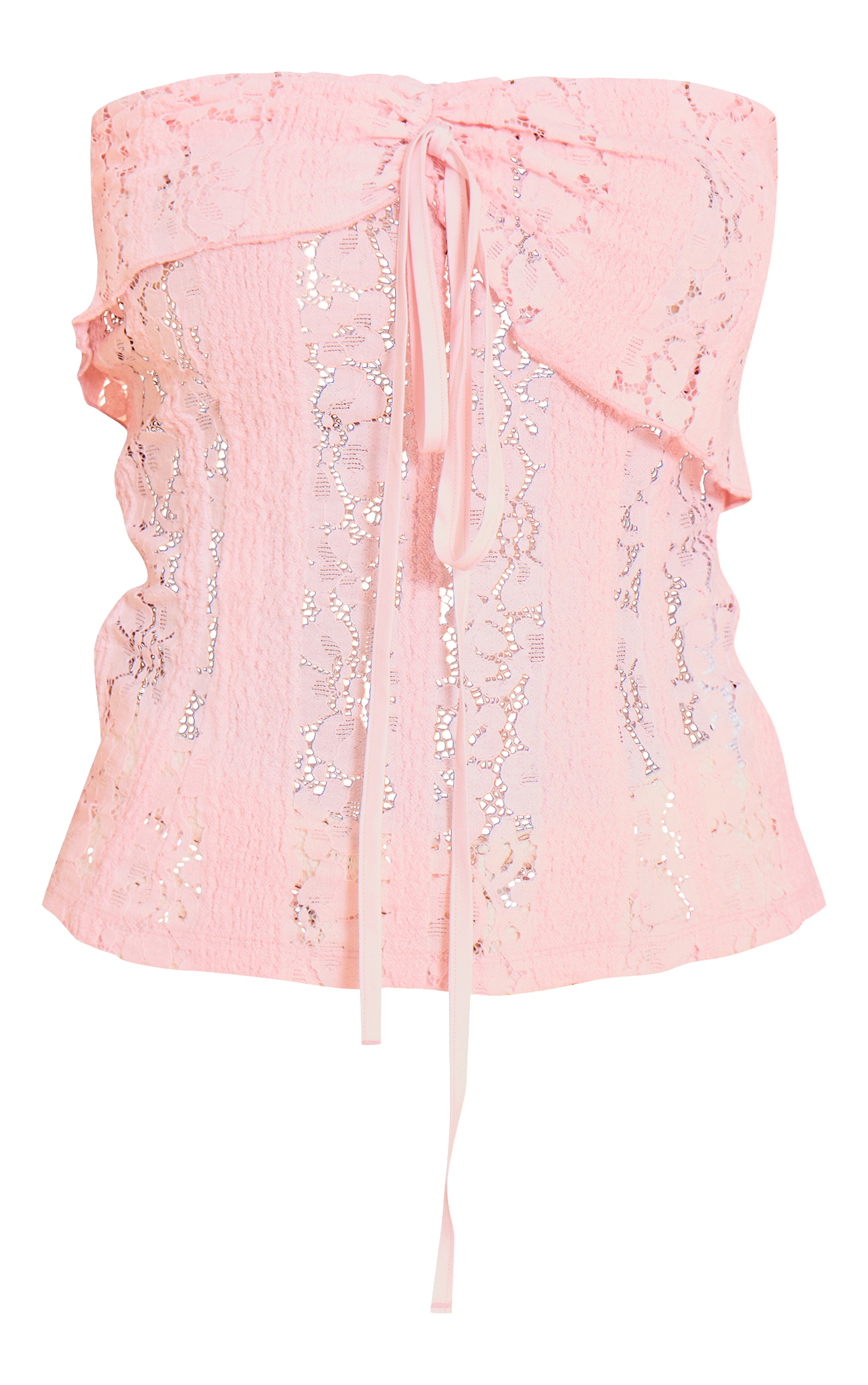 Petite Pale Rose Fitted Lace Bandeau Top image 5