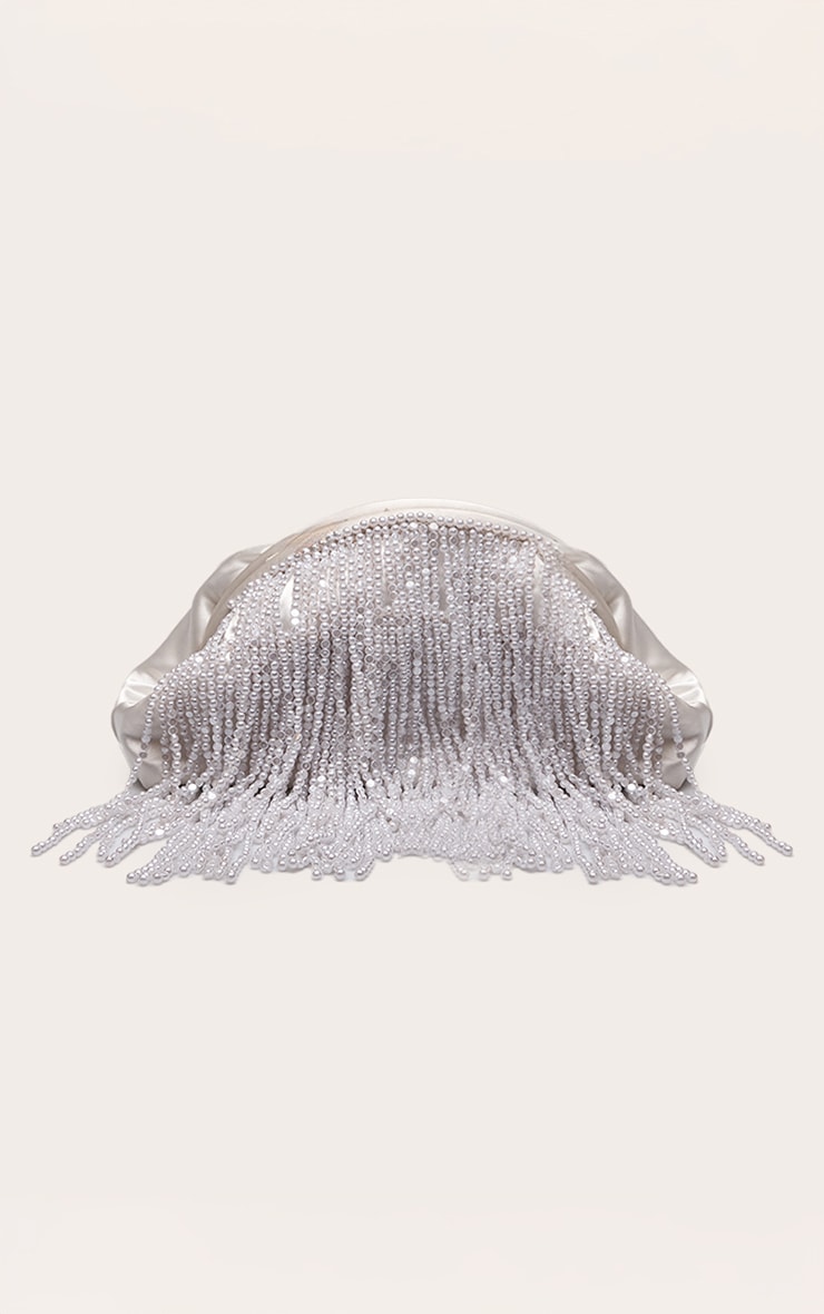 Ivory Tassel Bead Clutch Bag image 2