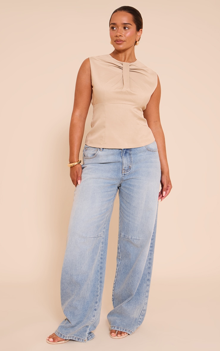 Shape Stone Woven Pleat Front Top image 3