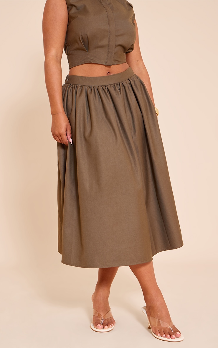 Shape Jupe trapèze mi-longue tissée café au lait à taille mi-haute image 2