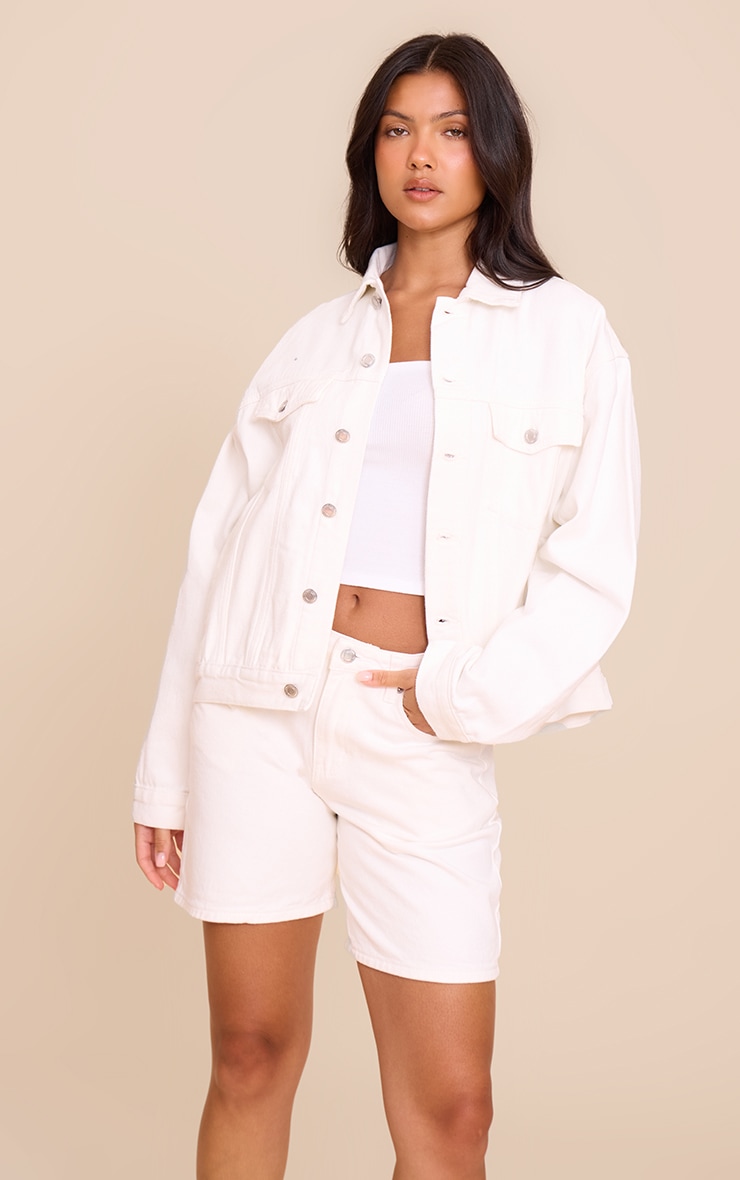 White Oversized Classic Denim Jacket image 1