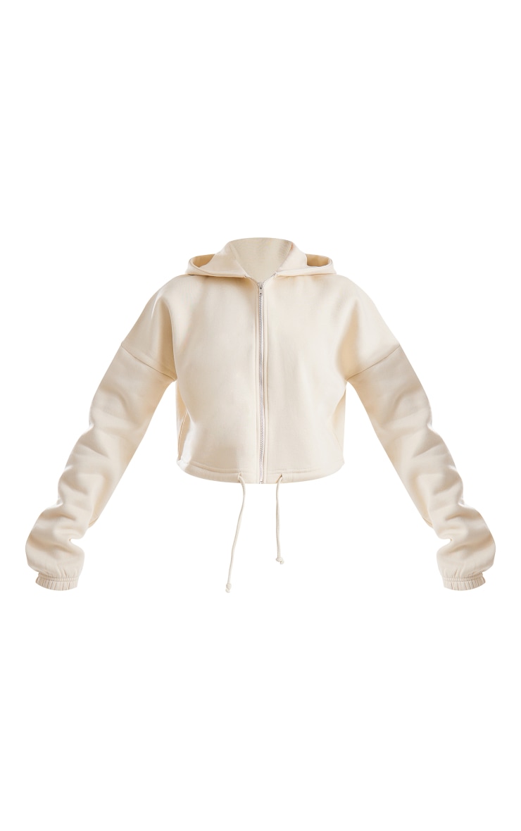 Almond Toggle Waist Zip Up Cropped Hoodie image 5