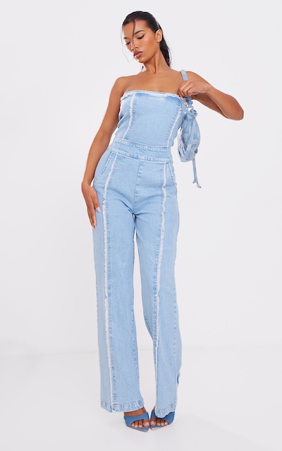 Sleeveless Denim Jumpsuits | PrettyLittleThing