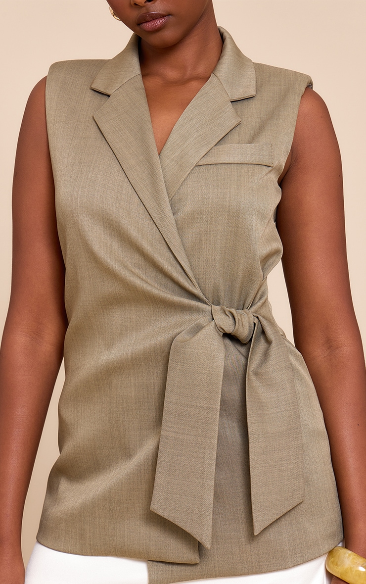 Olive Tie Waist Vest image 4