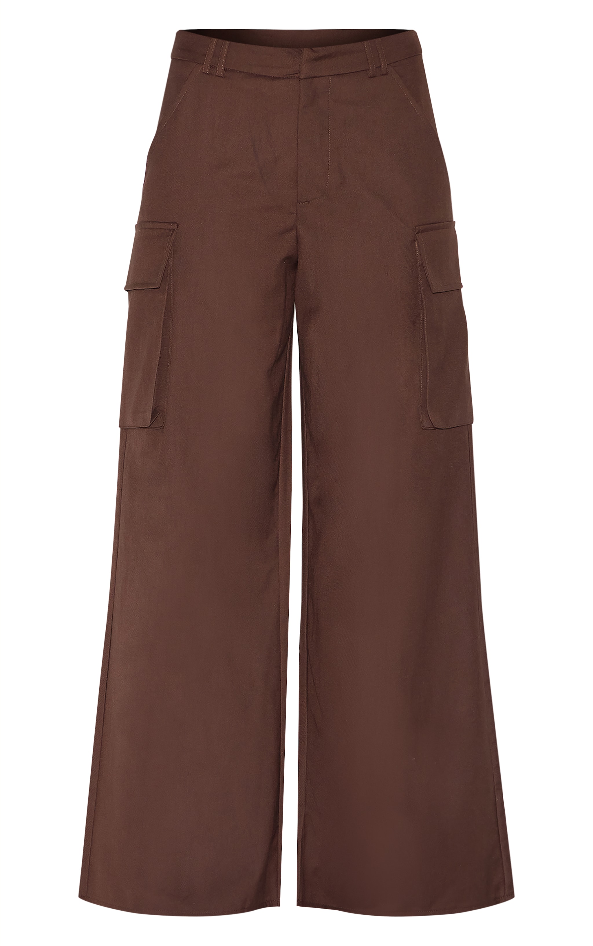 Deep Chocolate Woven Pocket Detail Straight Leg Pants image 5