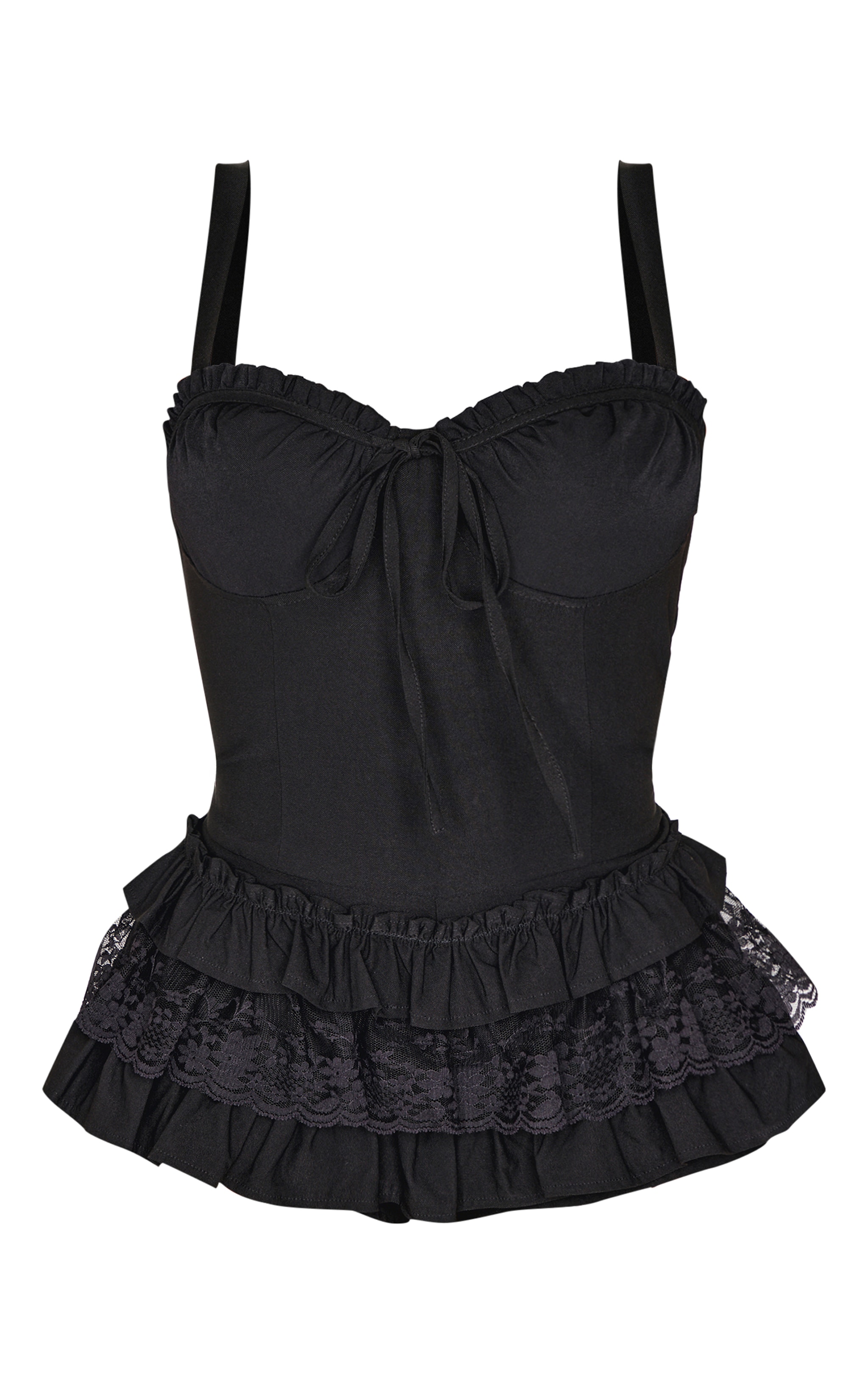 Shape Combishort short-culotte bouffant de tailleur style corset noir à volants image 5