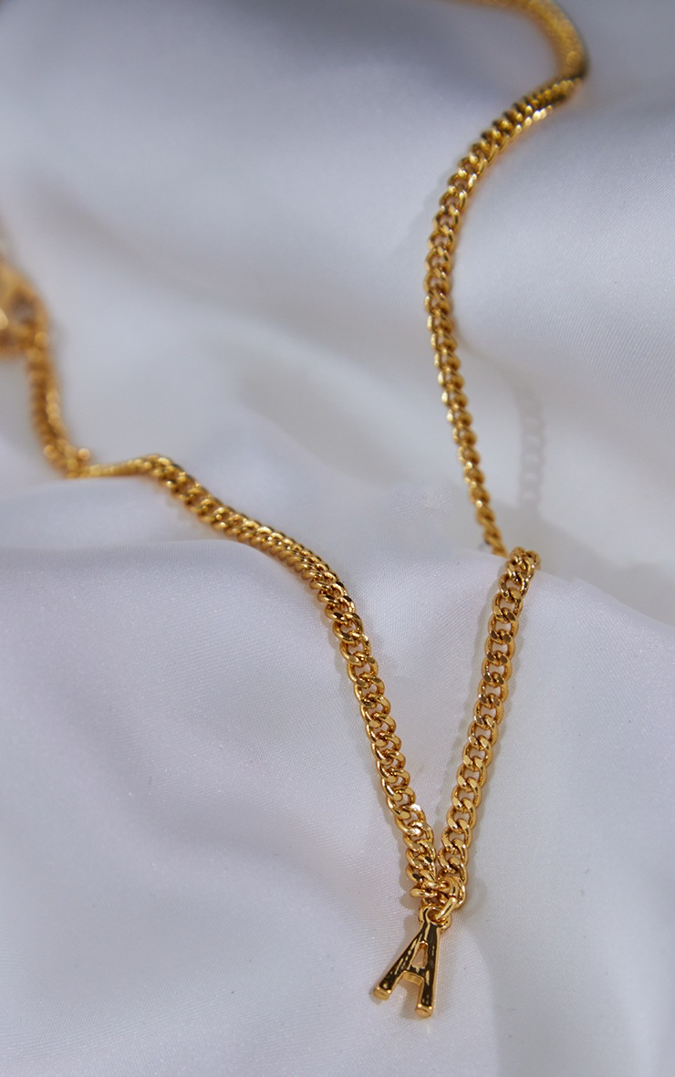 Real Gold Plated A Letter Necklace image 3