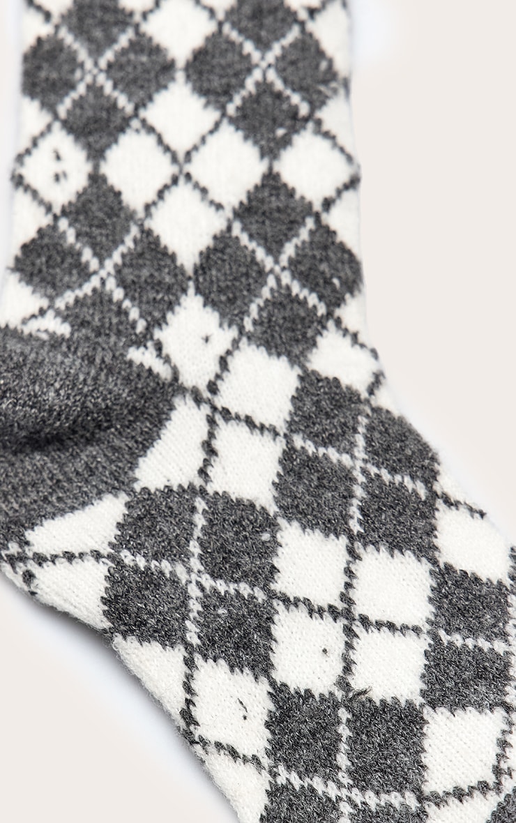 Charcoal Argyle Knitted Over The Knee Socks image 3