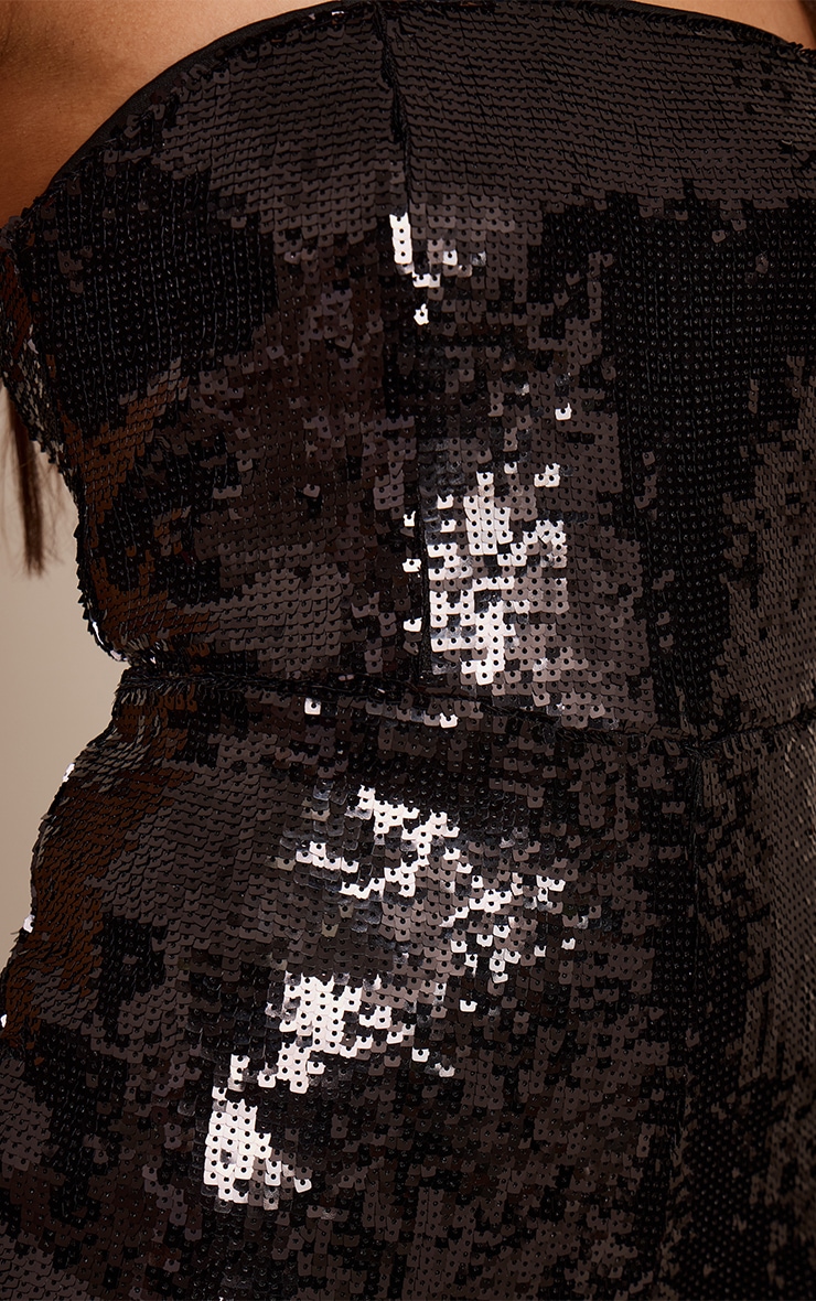 Black Bandeau Sequin Unitard Playsuit image 4