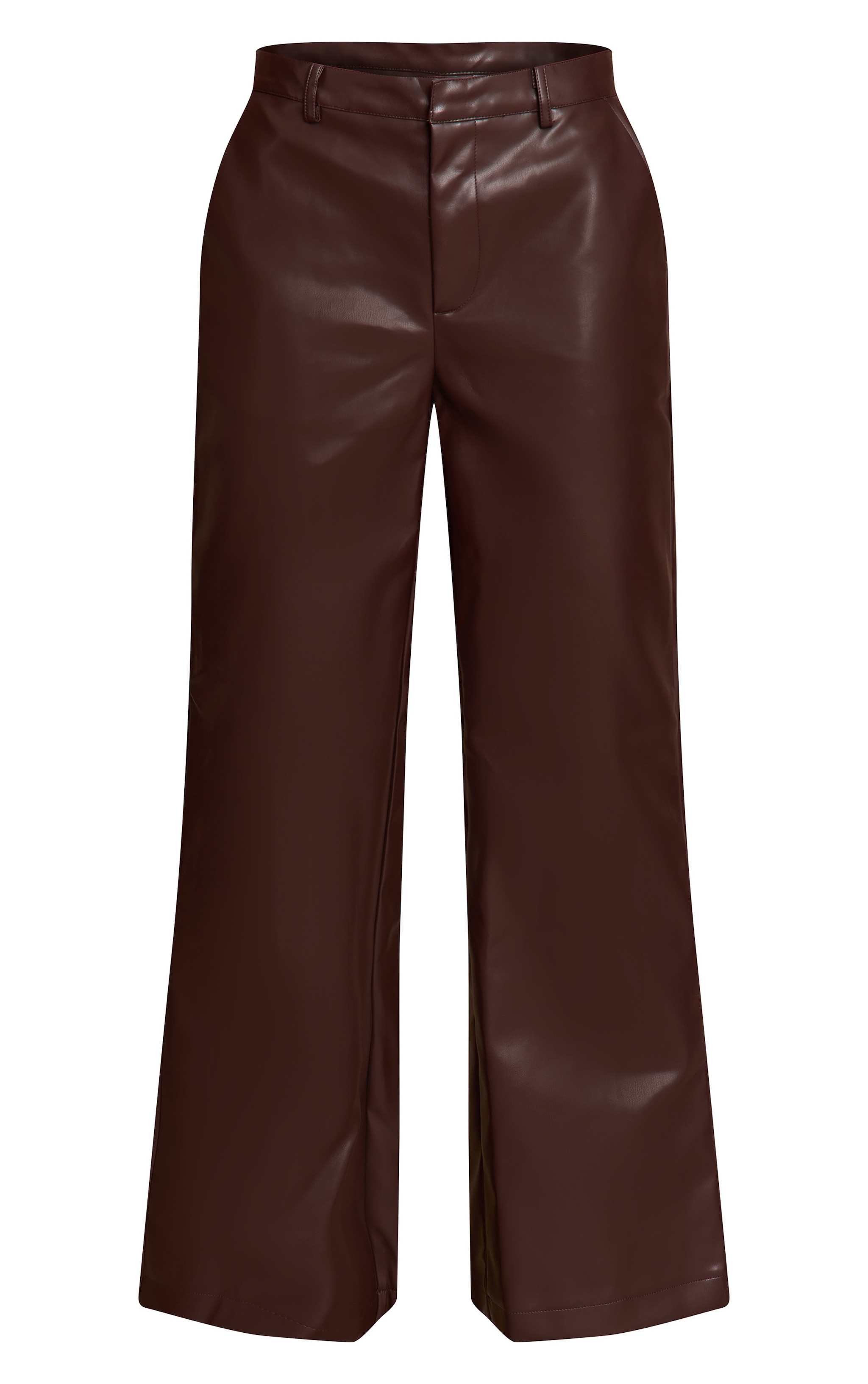 Brown Faux Leather Straight Leg Trouser image 5