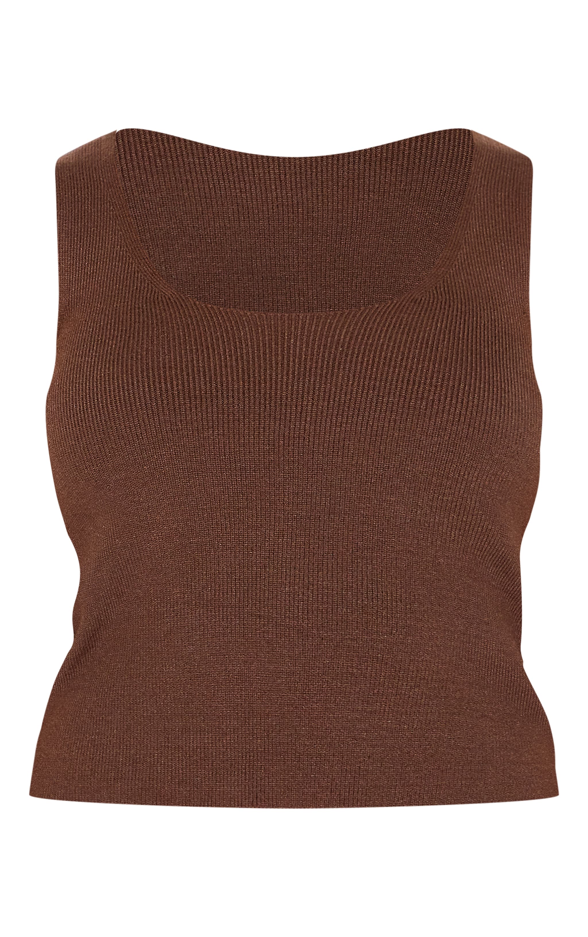 Petite Taupe Knitted Scoop Neck Vest Top image 5
