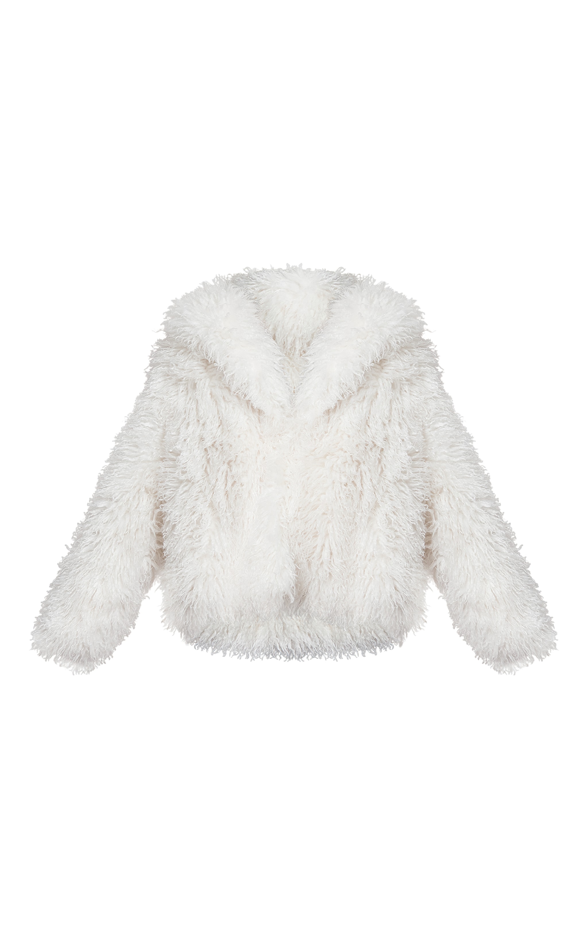 Cream Mongolian Fur Midi Coat image 5