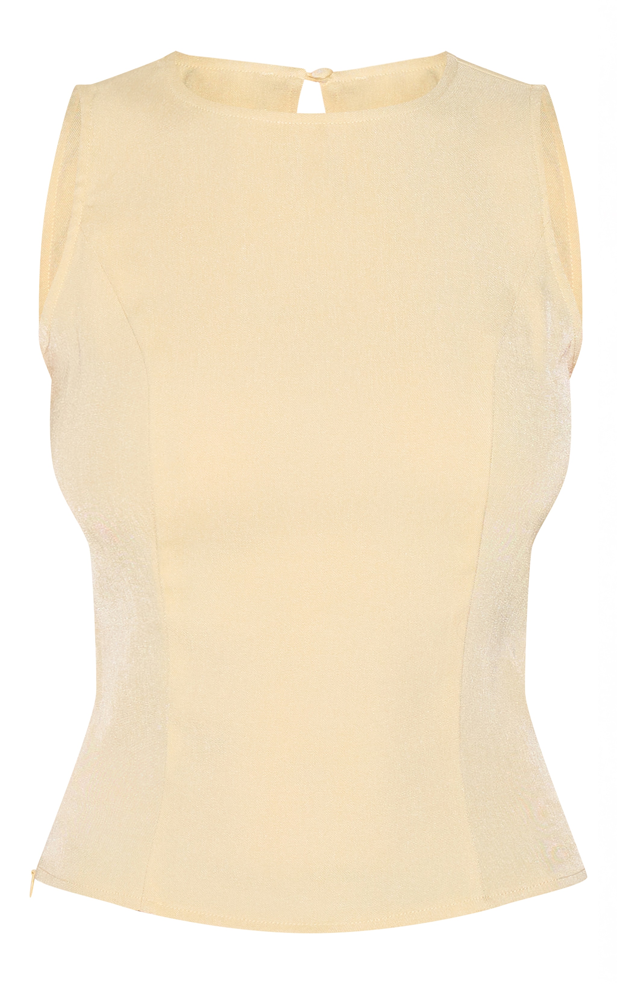 Cream Fitted Woven Long Top image 5