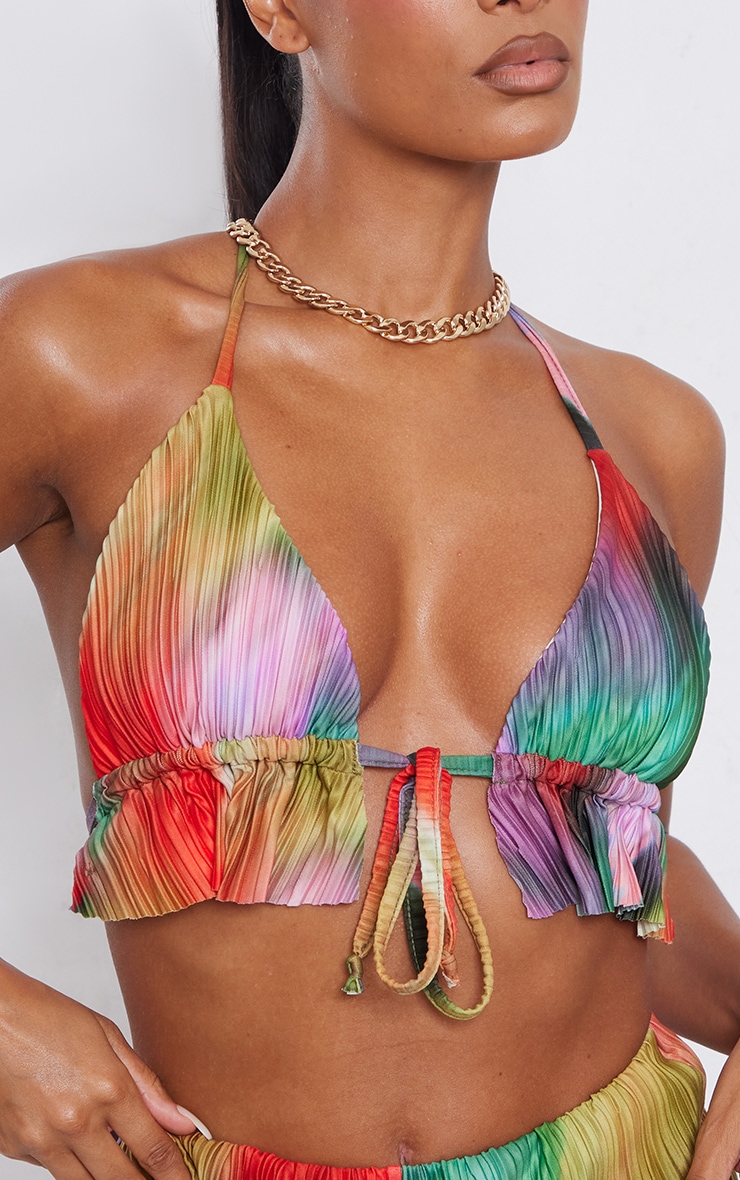 Bralette dos nu multicolore imprimée plissée coupe péplum image 4