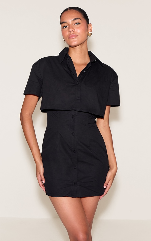 Black Overlay Detail Shift Dress
