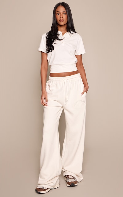 Tall Cream Drawstring Wide Leg Joggers
