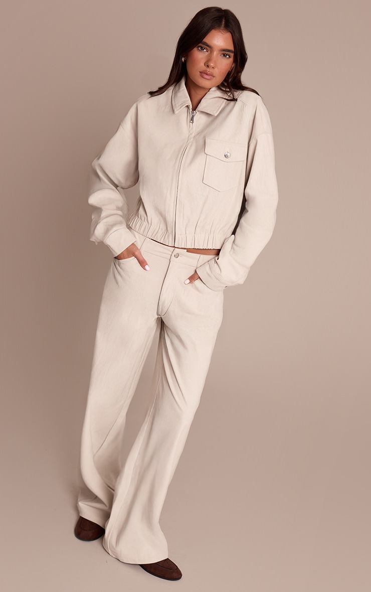 Ecru Cord Cropped Zip Jacket image 3