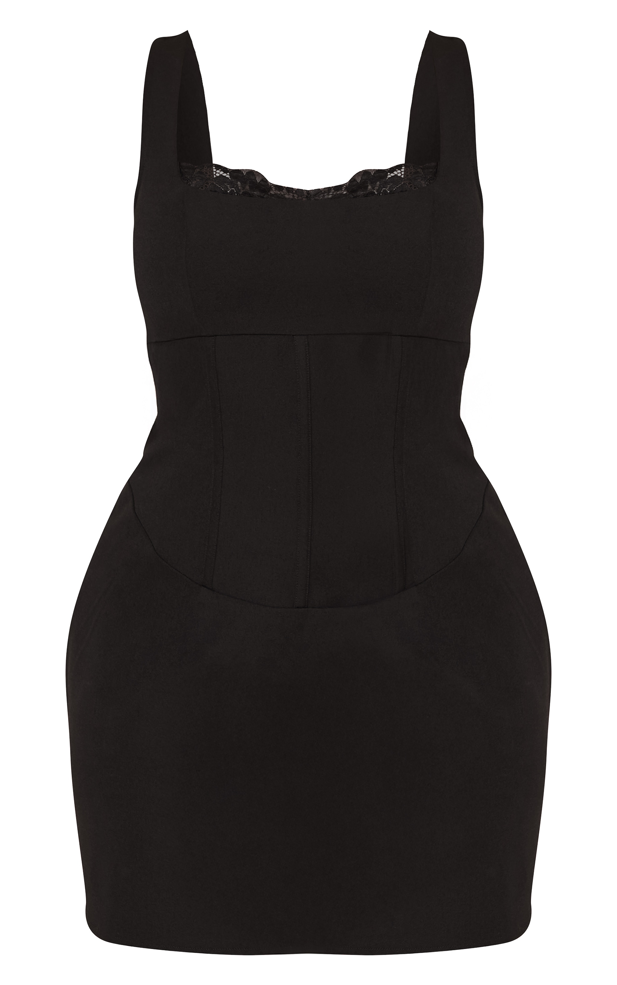 Shape black square neck tailored mini dress image 5
