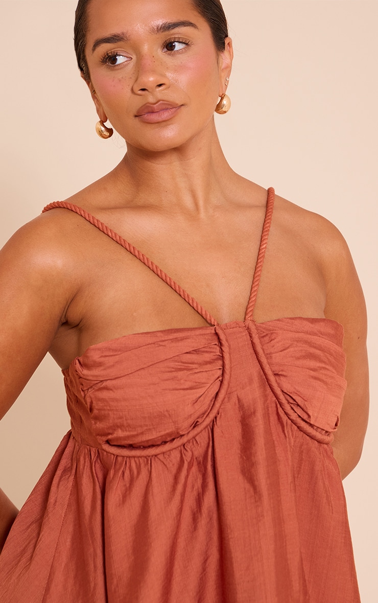 Shape Rust Plaited Strappy Peplum Top image 4