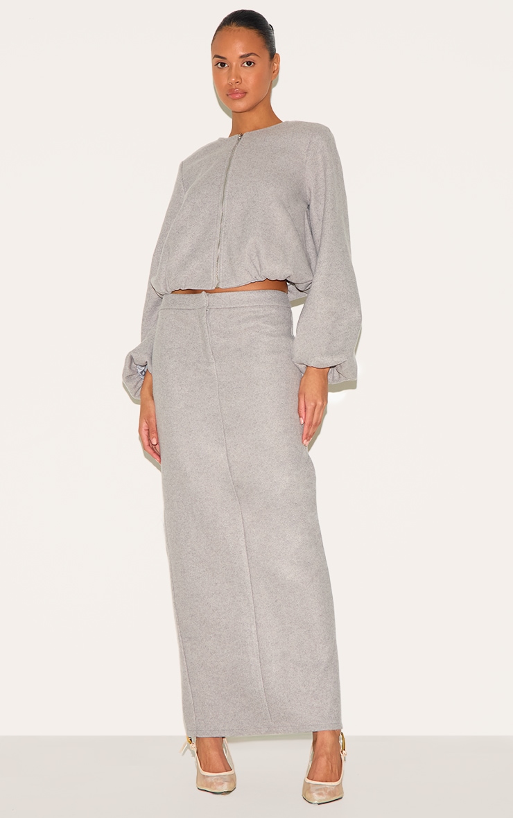 Charcoal Grey Heavy Brushed Bomber Jacket image 4