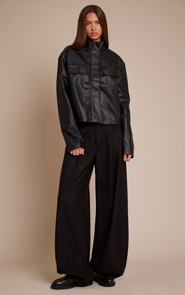 Black Brushed Woven Balloon Trousers