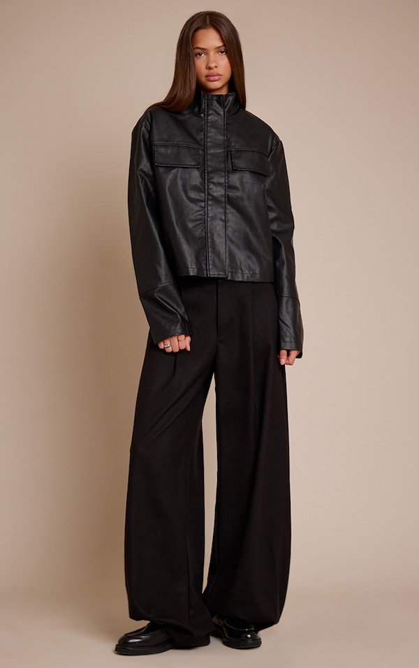 Black Brushed Woven Balloon Pants