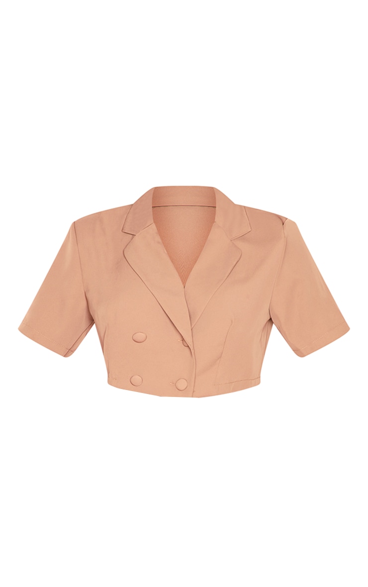 Petite Mocha Cropped Button Blazer image 5