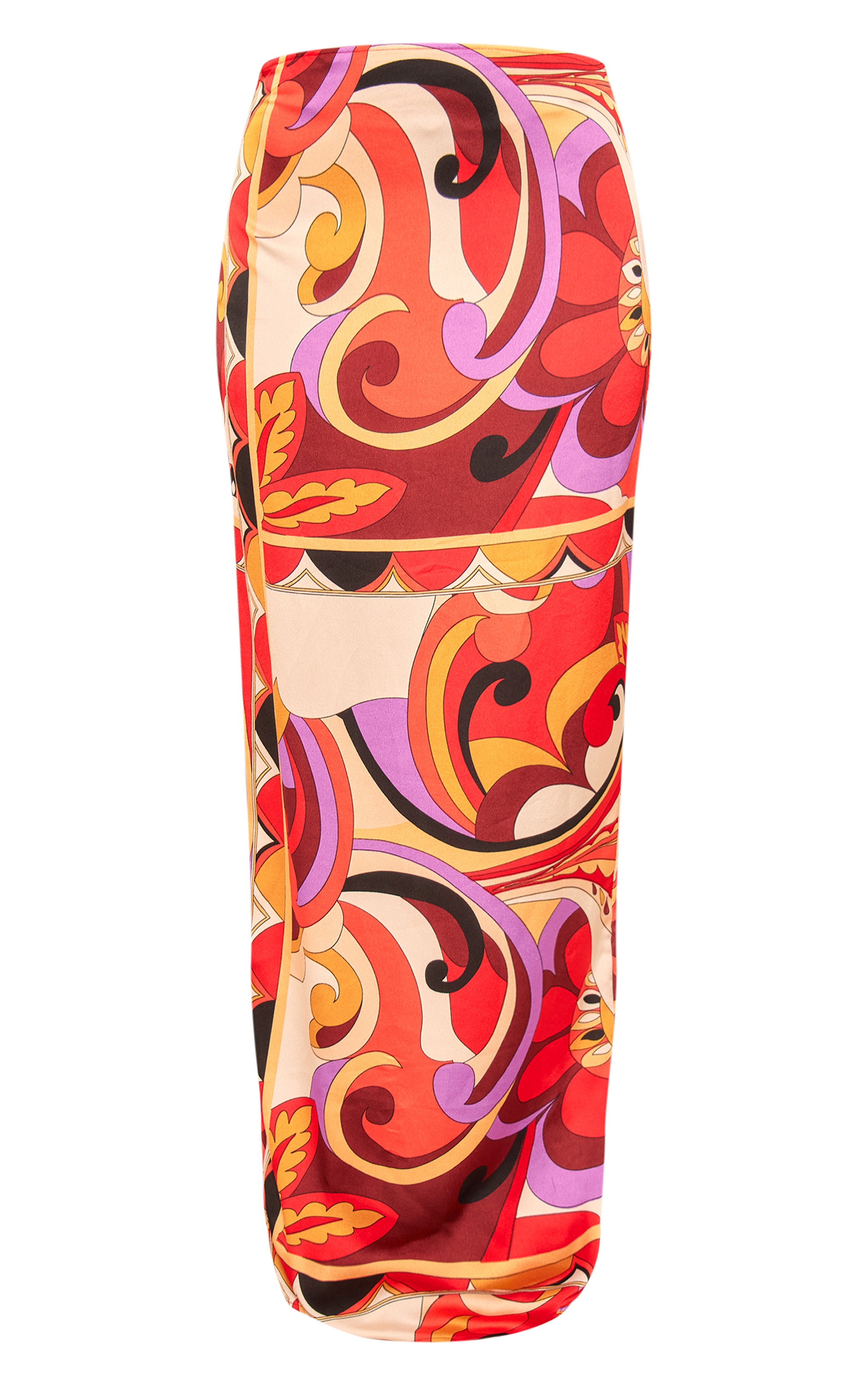 Multi Printed Satin Mid Rise Maxi Skirt image 5