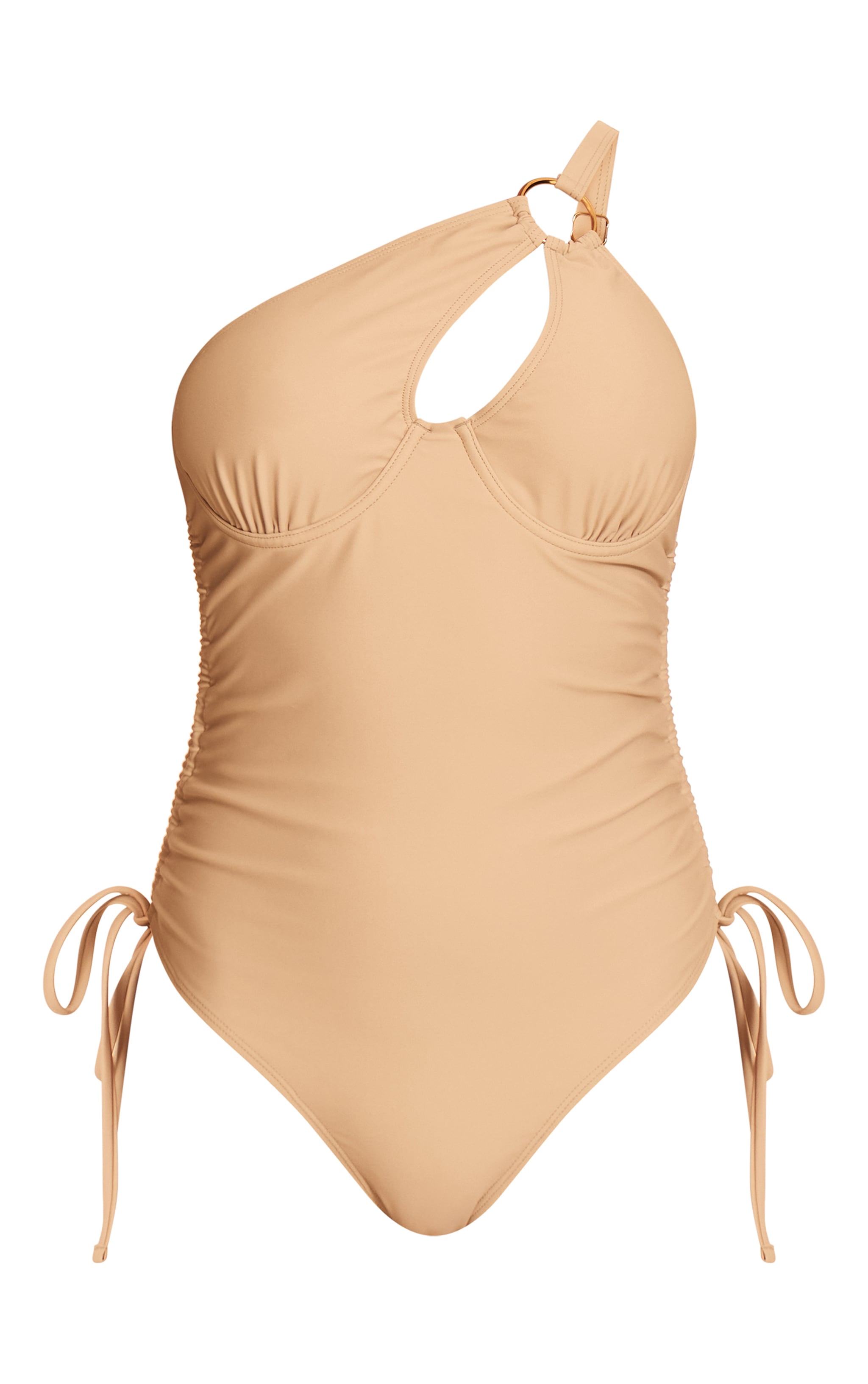 Petite Maillot de bain sable à épaule unique et armatures image 5