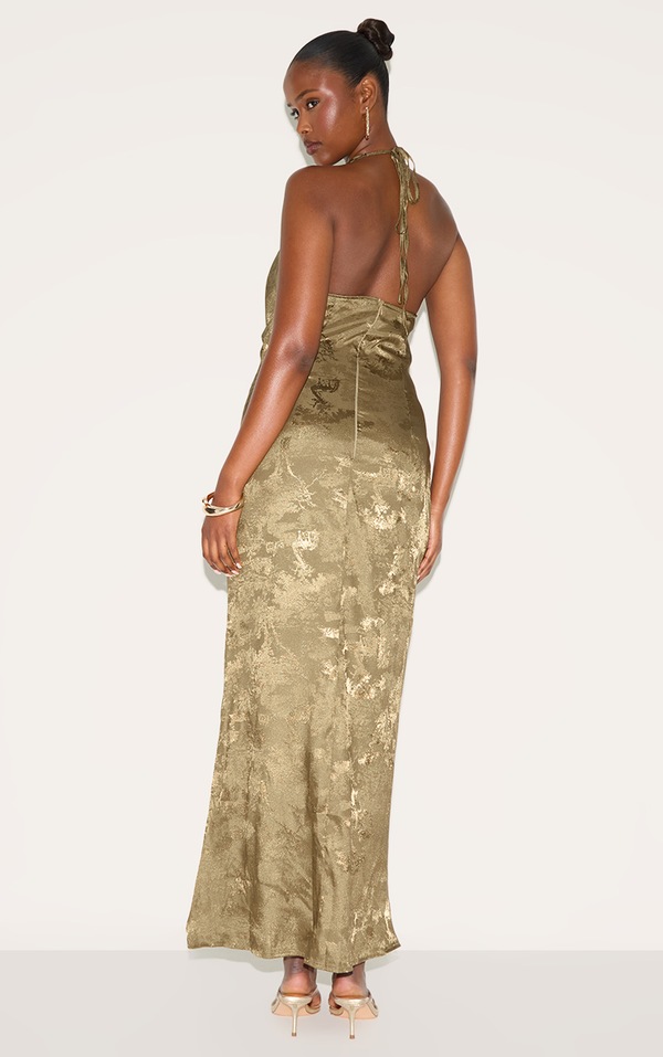 High Neck Cami Gauze Maxi Dress in Olive main image 1