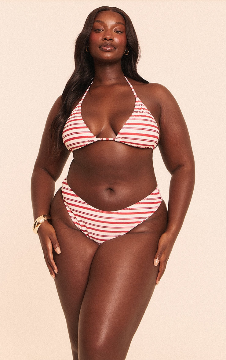 Plus Red Stripe Tanga Bikini Bottoms image 4