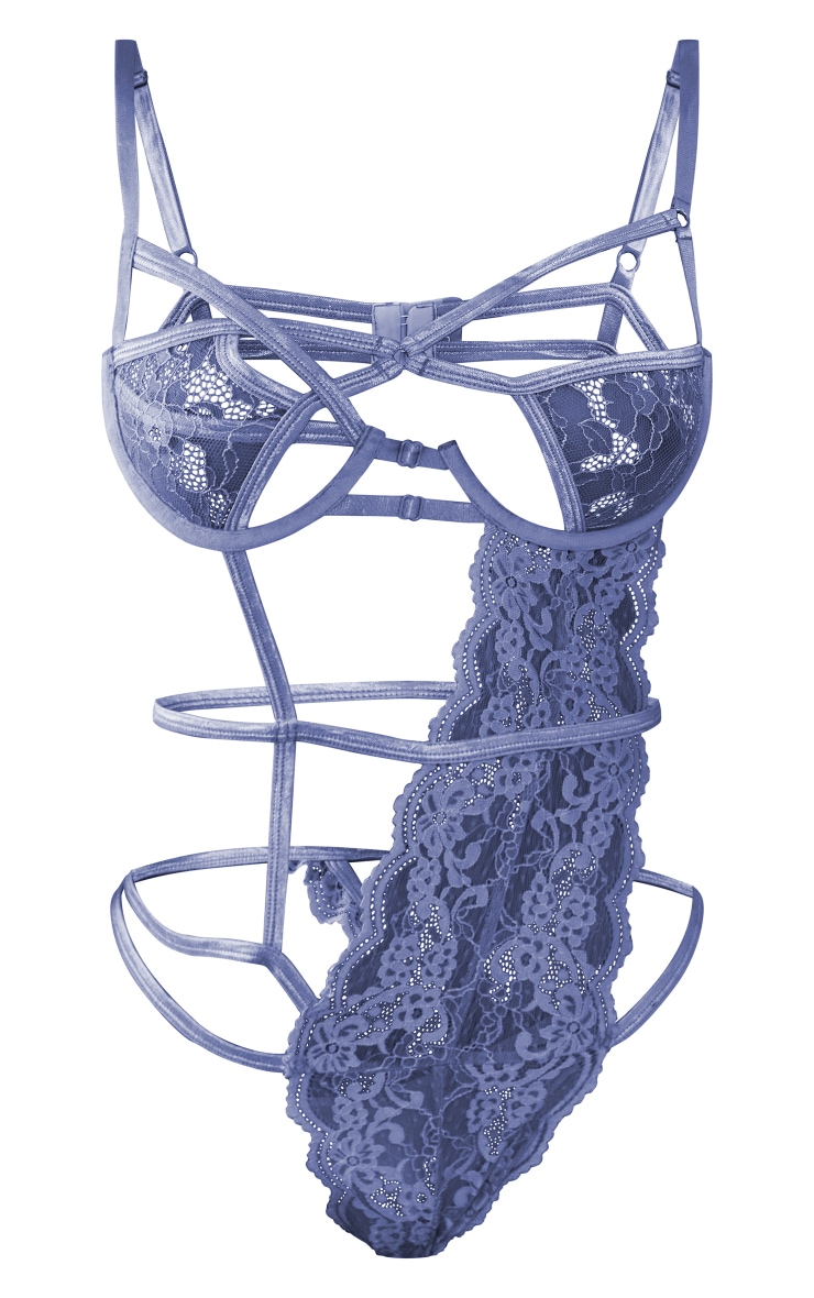 Purple Lace Asymmetric Strapping Detail Body image 5