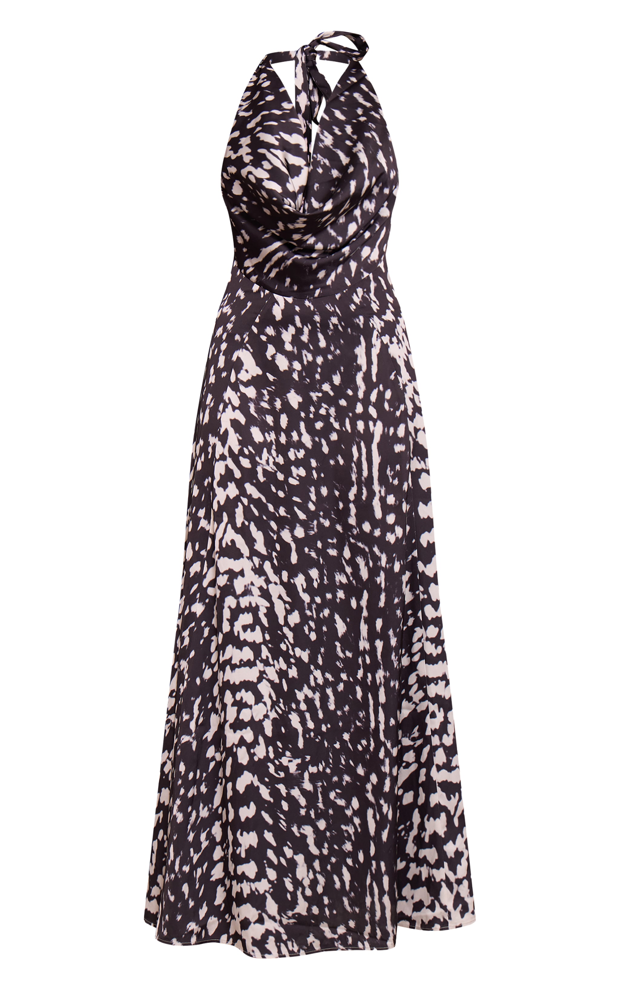 Printed Satin Cowl Neck Maxi Dress image 5