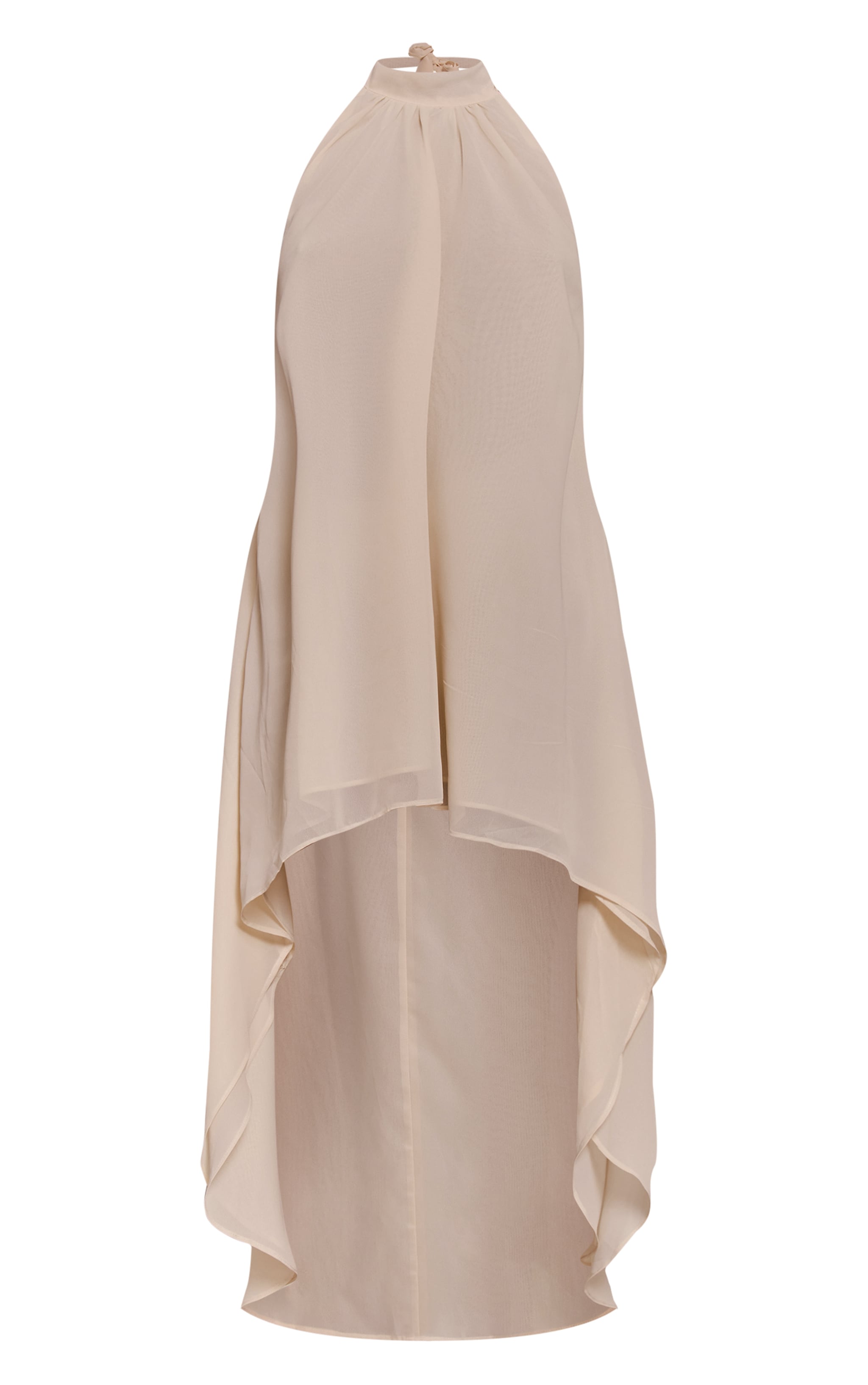 Cream Chiffon High Neck Smock Dress image 5