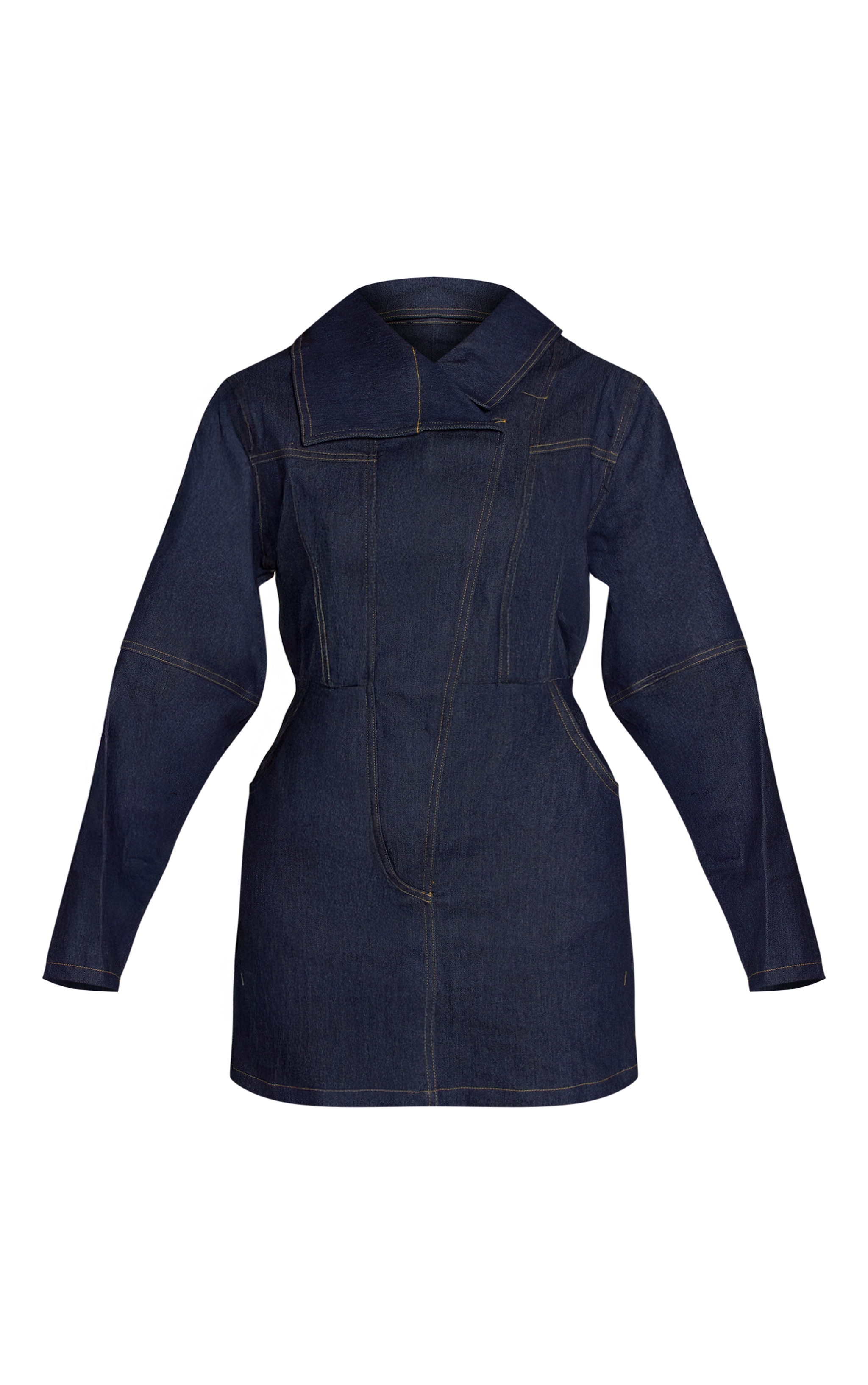 Indigo Twill Contrast Stitching Bodycon Dress image 5