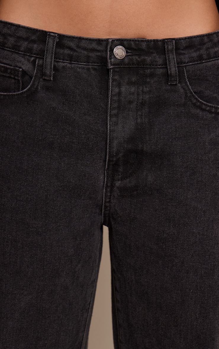 Tall Washed Black Mid Rise Straight Leg Denim Jeans image 4