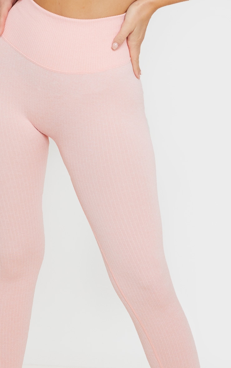 Peach Seamless Ribbed Sports Leggings Active PrettyLittleThing AUS