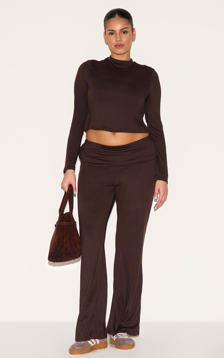 Plus Chocolate Grown On Neck Soft Touch Long Sleeve Top image 3