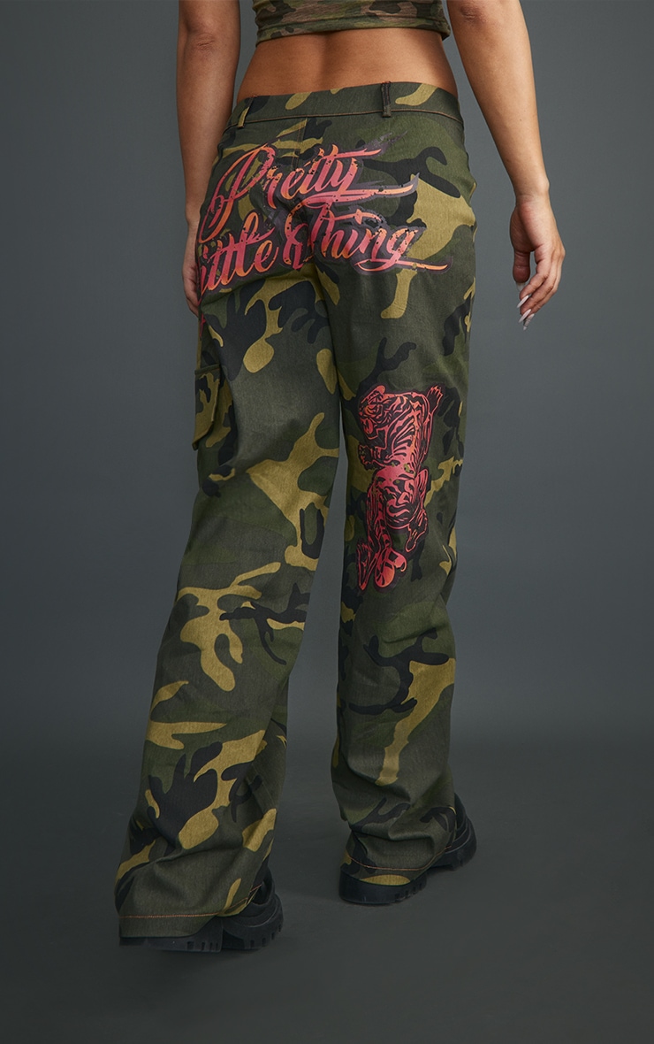 Khaki Camo Printed Cargo Pants image 3