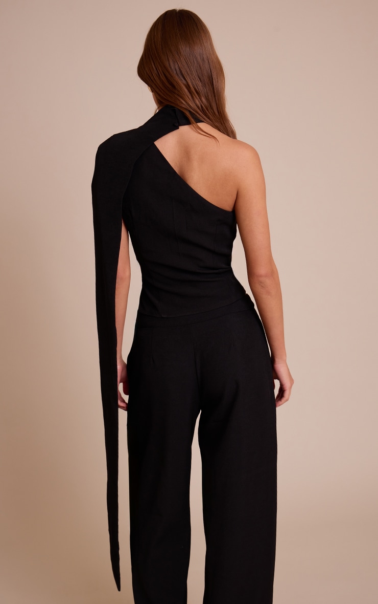 Black Tailored Woven Shoulder Cape Top image 2