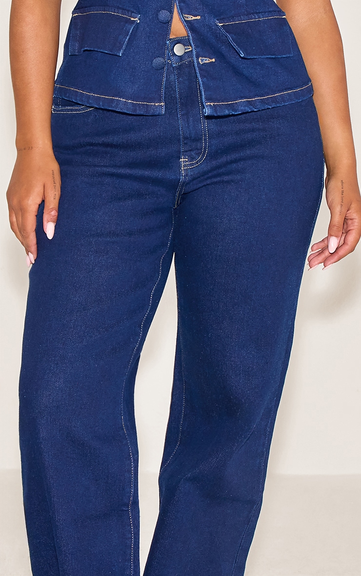 Pantalon Shape en denim stretch indigo taille haute à jambe droite image 4