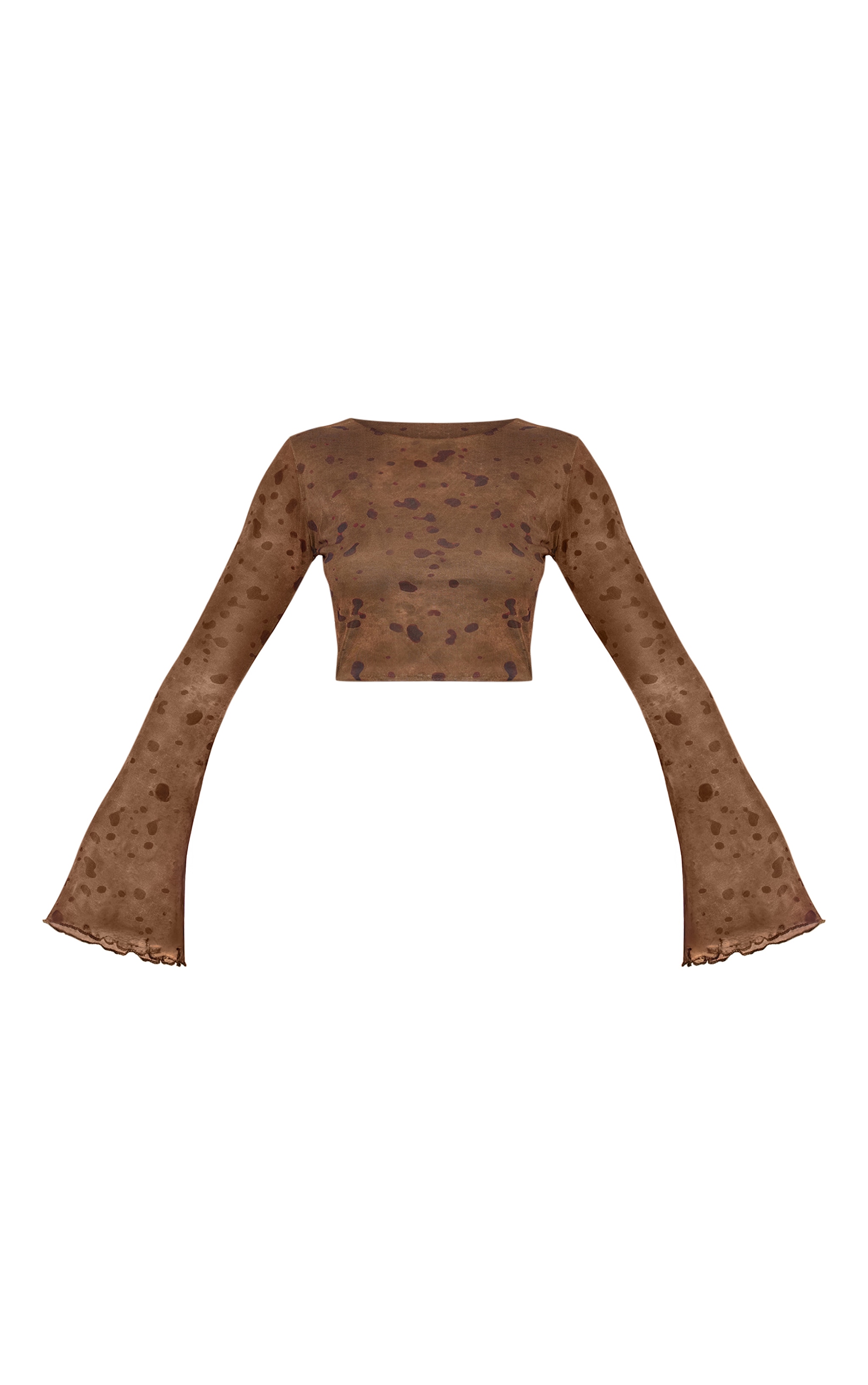 Khaki Abstract Print Mesh Frill Hem Mini Skirt image 6