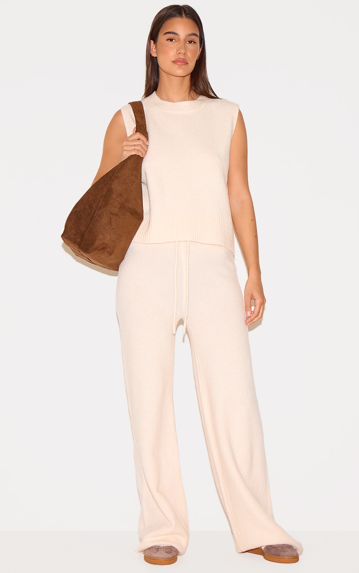 Ecru Marl Soft Knit High Sleeveless Top image 3
