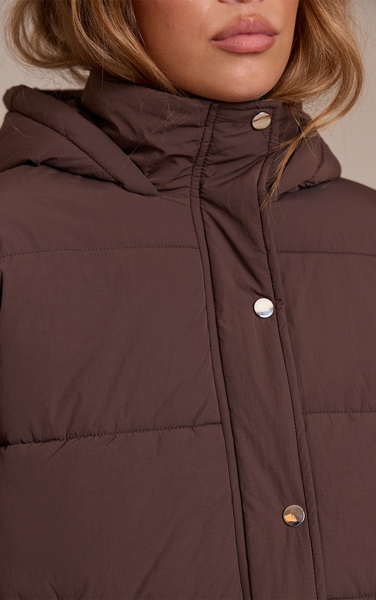 Chocolate Hooded Puffer Jacket image 4