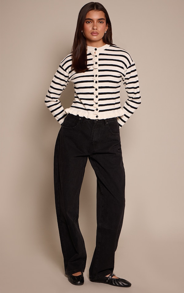 Washed Black Dipped Back Style Boyfriend Jeans