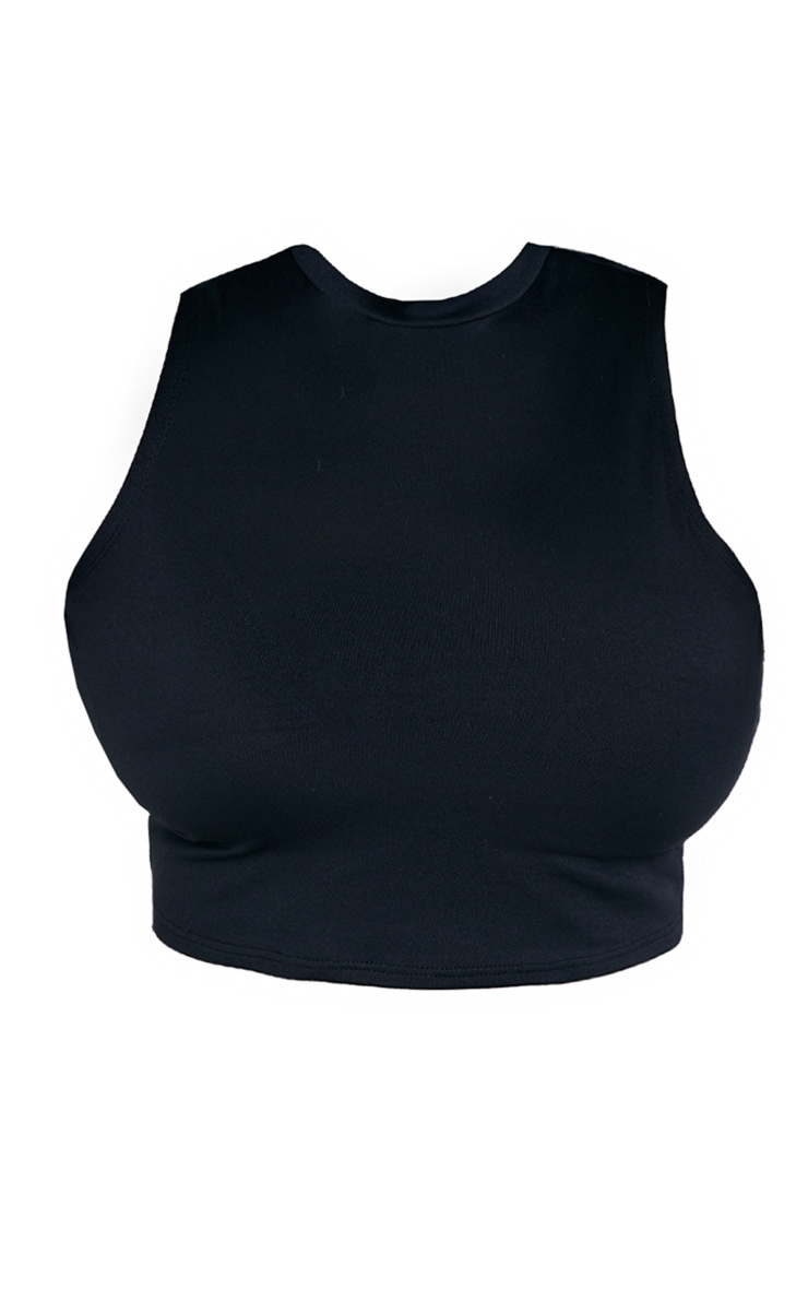 Plus Black Soft Touch High Neck Crop Top image 5