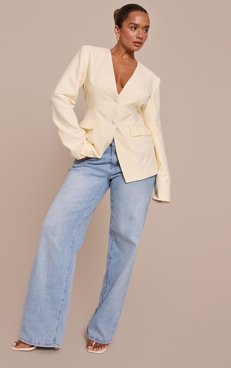 Shape Butter Cream Plunge Neck Cinched Blazer image 3